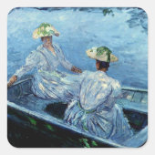 Monet - De blauwe roeiboot Vierkante Sticker (Voorkant)