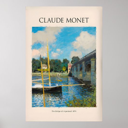 Monet De Brug bij Argenteuil Seine Rivier Poster (Voorkant)
