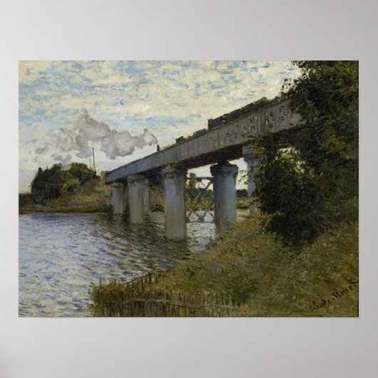 Monet - de brug over de spoorweg in Argenteuil Poster (Voorkant)