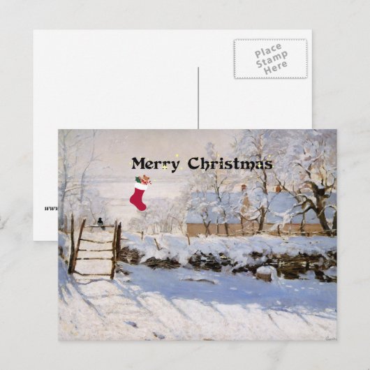 Monet - De Ekster, kerstgroeten Feestdagenkaart (Voorkant / Achterkant)