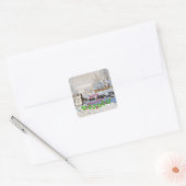 Monet - De Ekster met Kerstkrans Vierkante Sticker (Envelop)