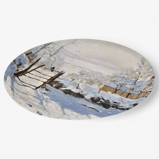 Monet - De ekster, Papieren Bordje (Gekanteld)