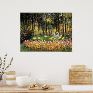 Monet - De familie van de kunstenaar in de tuin Poster