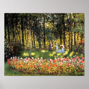 Monet - De familie van de kunstenaar in de tuin Poster