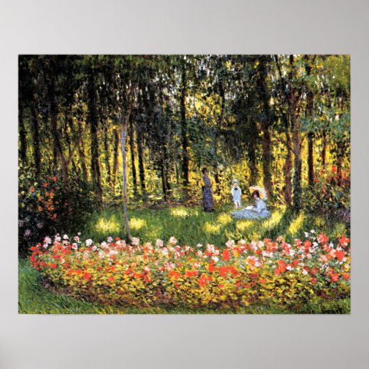 Monet - De familie van de kunstenaar in de tuin Poster (Voorkant)