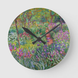 monet de-iris-tuin-bij-giverny bloemenwijnoogst ronde klok