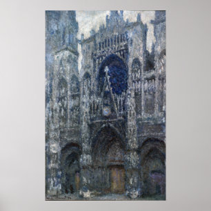 Monet - de kathedraal in ruen het portaal , grijs poster