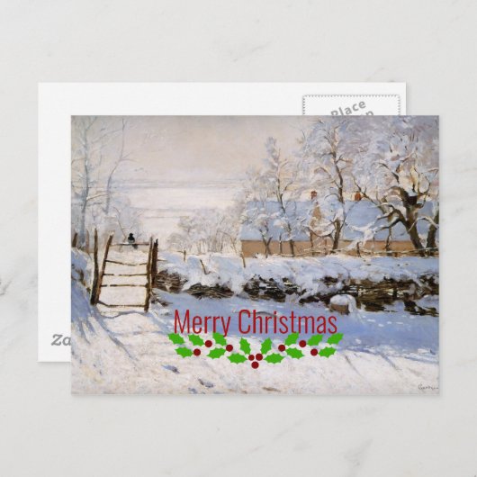 Monet - de Magpie - Vrolijk kerstfeest Briefkaart (Voorkant / Achterkant)