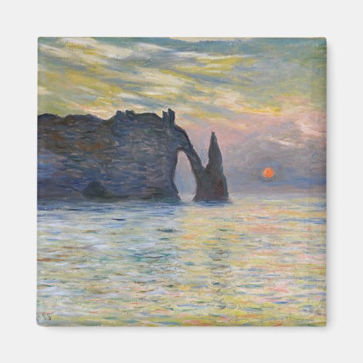 Monet - De Manneport, Klif bij Etretat, Zonsonderg Magneet (Voorkant)