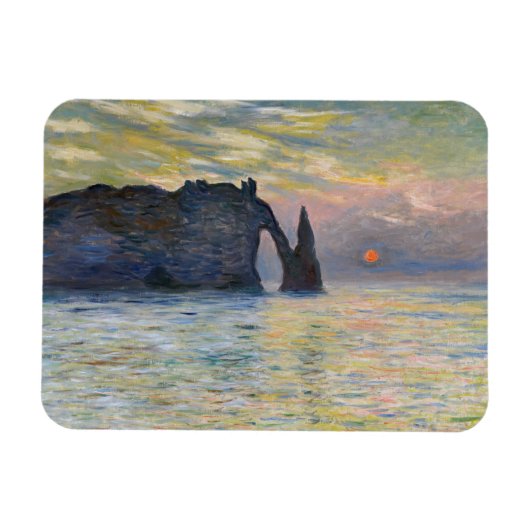 Monet - De Manneport, Klif bij Etretat, Zonsonderg Magneet (Horizontaal)