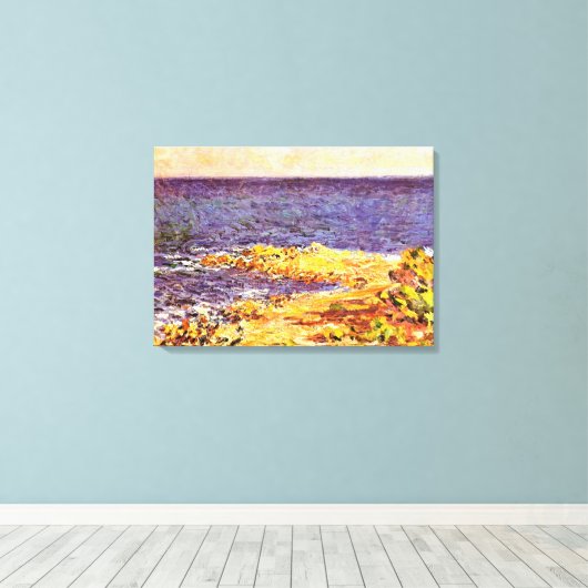 Monet - De Middellandse Zee in Antibes Canvas Afdruk (Insitu (Houten vloer))
