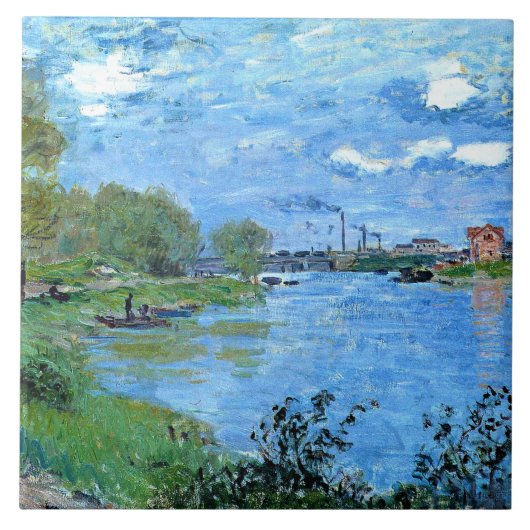 Monet - De oevers van de Seine bij la Grand Jatte, Tegeltje (Voorkant)