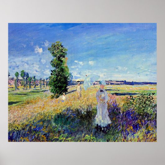 Monet - De Promenade, beroemd schilderij, Poster (Voorkant)