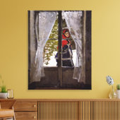 Monet - De Rode Sjaal Canvas Afdruk (Insitu (Woonkamer))