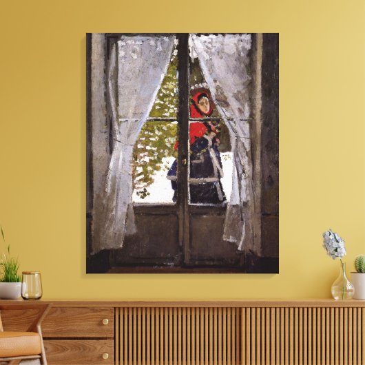 Monet - De Rode Sjaal Canvas Afdruk (Insitu (Woonkamer))