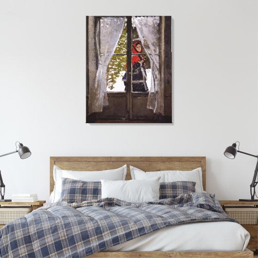 Monet - De Rode Sjaal Canvas Afdruk (Insitu (Slaapkamer))