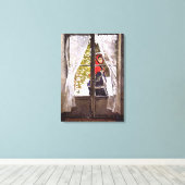 Monet - De Rode Sjaal, Impressionisme Canvas Afdruk (Insitu (Houten vloer))