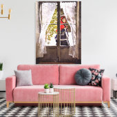 Monet - De Rode Sjaal, Impressionisme Canvas Afdruk (Insitu (Woonkamer))