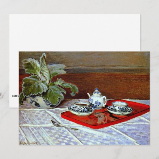 Monet - de theeset, feestdagenkaart (Voorkant / Achterkant)