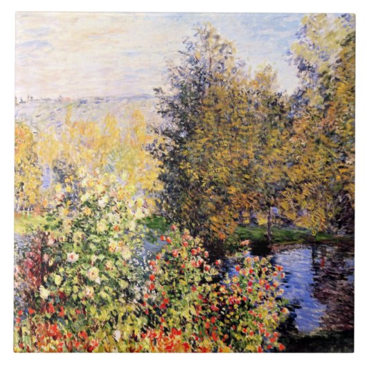Monet - De tuin van Hoschede in Montgeron Tegeltje (Voorkant)