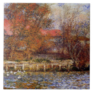 Monet - De vijver met eenden, fijnschilderkunst Tegeltje