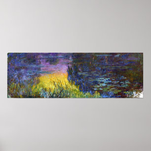 Monet - de waterlelies die de zon instellen poster