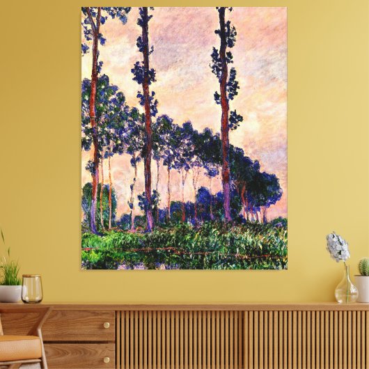 Monet - Drie bomen in grijze weer Canvas Afdruk (Insitu (Woonkamer))