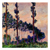 Monet - Drie bomen in grijze weer Perfect Poster (Voorkant)