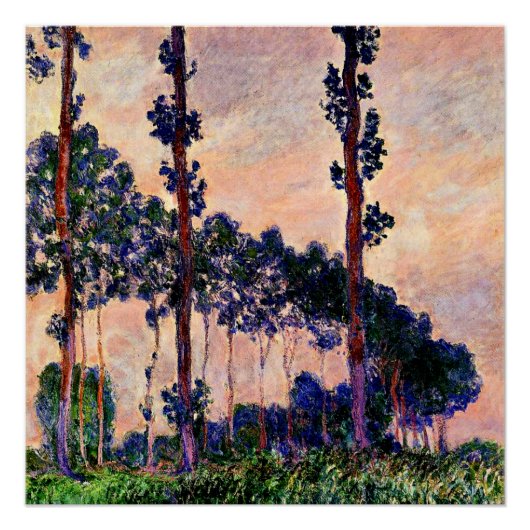 Monet - Drie bomen in grijze weer Perfect Poster (Voorkant)