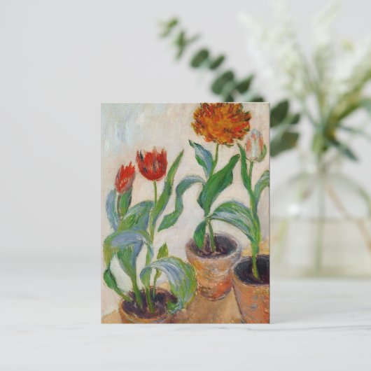 Monet Drie Pots Tulps Briefkaart (Staand voorkant)