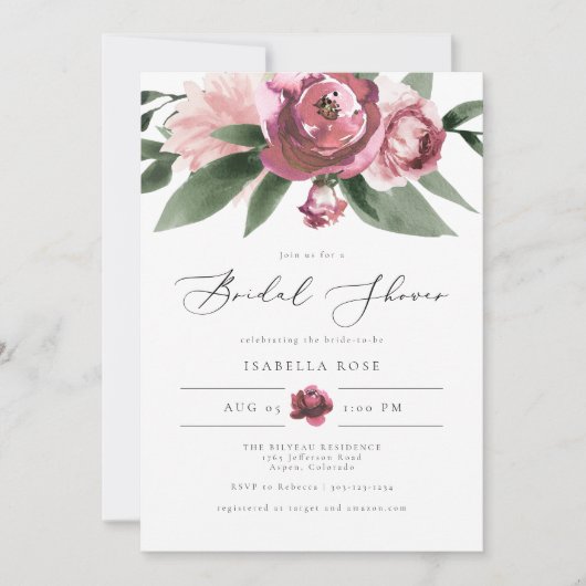 MONET - Dusty Blush Floral Garden Vrijgezellenfees Kaart (Voorkant)