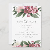 MONET - Dusty Pink Floral Garden Save the Date Kaart (Voorkant)