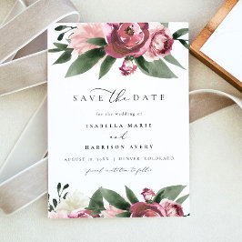 MONET - Dusty Pink Floral Garden Save the Date Kaart