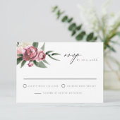 Monet - Dusty Pink Floral Garden Wedding RSVP Kaart (Staand voorkant)