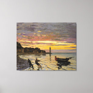 Monet - Een Boat Ashore, mooie kunst, Canvas Afdruk