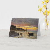 Monet - Een Boat Ashore, mooie kunst, Kaart (Gele Bloem)