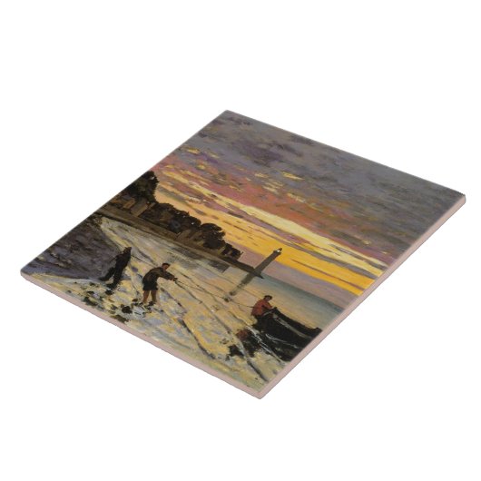 Monet - Een Boat Ashore, mooie kunst, Tegeltje (Zijkant)