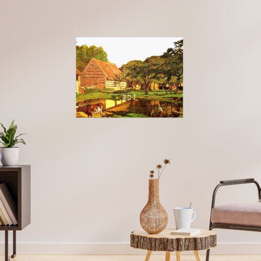 Monet - Een Farmyard in Normandy Poster (Woonkamer 3)