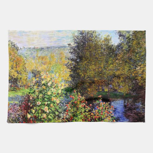 Monet - Een hoek van de tuin in Montgeron Theedoek (Horizontaal)