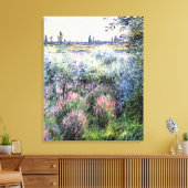 Monet - een pot op de Banken van de Seine Canvas Afdruk (Insitu (Woonkamer))