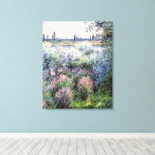 Monet - een pot op de Banken van de Seine Canvas Afdruk (Insitu (Houten vloer))