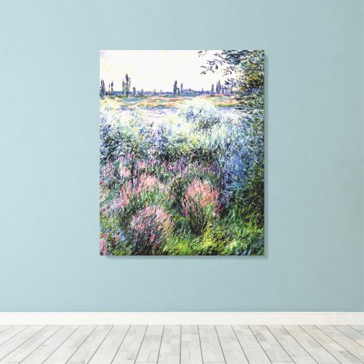 Monet - een pot op de Banken van de Seine Canvas Afdruk (Insitu (Houten vloer))