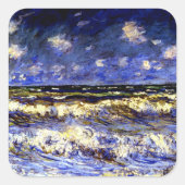 Monet - Een Stormy-Zee Vierkante Sticker (Voorkant)