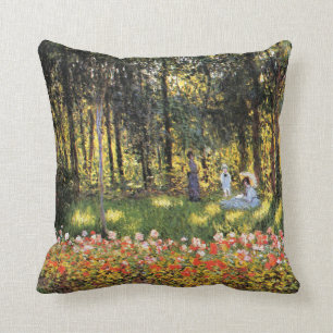 Monet - Familie van de kunstenaar in de tuin Kussen