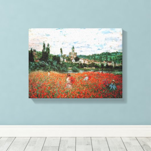 Monet Field of Red Poppies Canvas Afdruk (Insitu (Houten vloer))