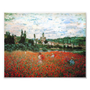 Monet Field of Red Poppies Foto Afdruk