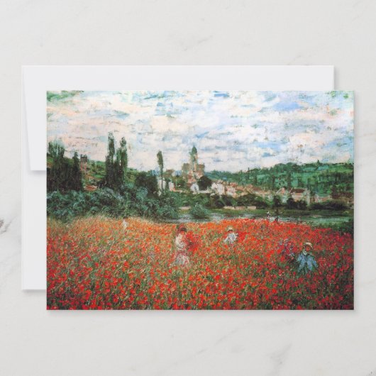 Monet Field of Red Poppies Invitations Kaart (Voorkant)