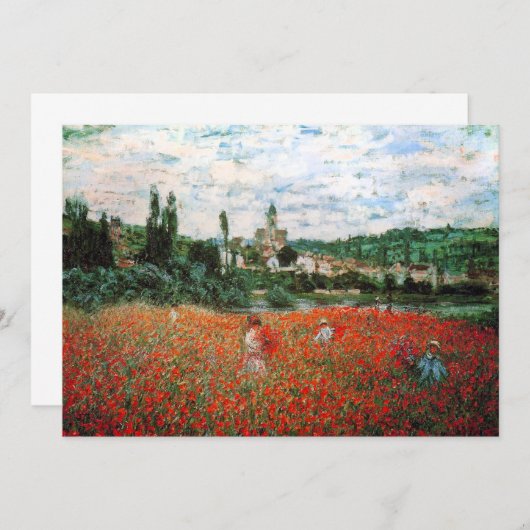 Monet Field of Red Poppies Invitations Kaart (Voorkant / Achterkant)