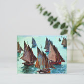 Monet - Fishing Boats, Calm Sea, famous artwork Feestdagenkaart (Staand voorkant)