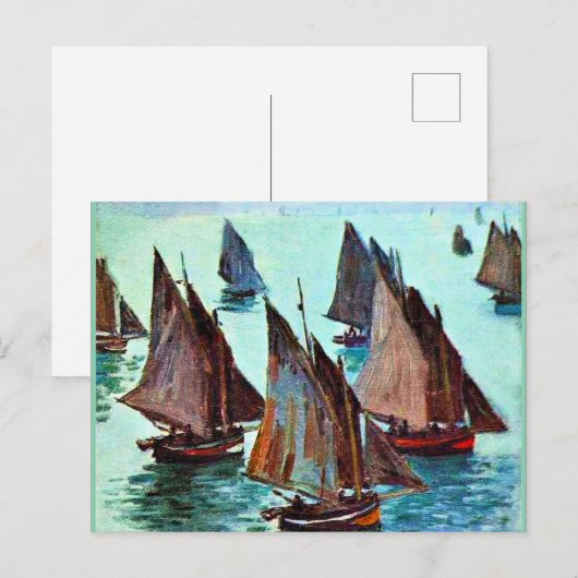 Monet - Fishing Boats, Calm Sea, famous artwork Feestdagenkaart (Voorkant / Achterkant)